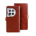 For OnePlus 12 idewei Crazy Horse Texture Leather Phone Case(Brown)