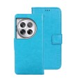 For OnePlus 12 idewei Crazy Horse Texture Leather Phone Case(Sky Blue)
