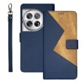 For OnePlus 12 idewei Two-color Splicing Leather Phone Case(Blue)