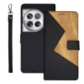 For OnePlus 12 idewei Two-color Splicing Leather Phone Case(Black)