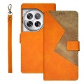 For OnePlus 12 idewei Two-color Splicing Leather Phone Case(Orange)