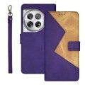 For OnePlus 12 idewei Two-color Splicing Leather Phone Case(Purple)