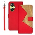 For OnePlus Nord CE 3 Lite idewei Two-color Splicing Leather Phone Case(Red)