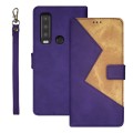 For CAT S75 idewei Two-color Splicing Leather Phone Case(Purple)