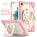 For Samsung Galaxy Tab A8 10.5 2021 Contrast Color Robot Silicone Hybrid PC Tablet Case(Rose Gold Be