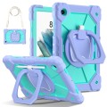 For Samsung Galaxy Tab A8 10.5 2021 Contrast Color Robot Silicone Hybrid PC Tablet Case(Purple Mint