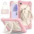 For Samsung Galaxy Tab A7 Lite 2021 Contrast Color Robot Silicone Hybrid PC Tablet Case(Rose Gold Be