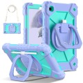 For Samsung Galaxy Tab A7 Lite 2021 Contrast Color Robot Silicone Hybrid PC Tablet Case(Purple Mint