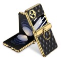 For vivo X Flip GKK Integrated Rhombus Pattern Electroplating Leather Magnetic Phone Case with Ring(