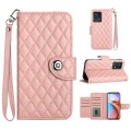 For Motorola Edge+ 2023 Rhombic Texture Flip Leather Phone Case with Lanyard(Coral Pink)