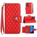 For Motorola Moto G Play 2023 / G Pure Rhombic Texture Flip Leather Phone Case with Lanyard(Red)