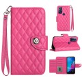 For Motorola Moto G Play 2023 / G Pure Rhombic Texture Flip Leather Phone Case with Lanyard(Rose Red