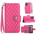 For Motorola Moto G Play 4G 2024 Rhombic Texture Flip Leather Phone Case with Lanyard(Rose Red)