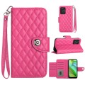 For Motorola Moto G Power 2023 Rhombic Texture Flip Leather Phone Case with Lanyard(Rose Red)