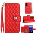 For Motorola Moto G Stylus 5G 2022 Rhombic Texture Flip Leather Phone Case with Lanyard(Red)