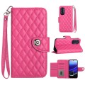 For Motorola Moto G Stylus 5G 2022 Rhombic Texture Flip Leather Phone Case with Lanyard(Rose Red)