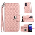 For Motorola Moto G Stylus 5G 2022 Rhombic Texture Flip Leather Phone Case with Lanyard(Coral Pink)