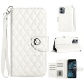 For Motorola Moto G14 Rhombic Texture Flip Leather Phone Case with Lanyard(White)