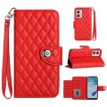 For Motorola Moto G53 / G23 / G13 Rhombic Texture Flip Leather Phone Case with Lanyard(Red)