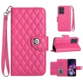 For Motorola Moto G54 Rhombic Texture Flip Leather Phone Case with Lanyard(Rose Red)