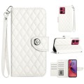 For Motorola Moto G84 Rhombic Texture Flip Leather Phone Case with Lanyard(White)