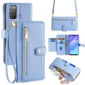 For Itel Vision 1 Pro Sheep Texture Cross-body Zipper Wallet Leather Phone Case(Blue)
