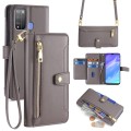 For Itel Vision 1 Pro Sheep Texture Cross-body Zipper Wallet Leather Phone Case(Grey)