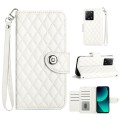 For Xiaomi 13T / 13T Pro Rhombic Texture Flip Leather Phone Case with Lanyard(White)