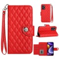 For Xiaomi Poco F5 / Redmi Note 12 Turbo Rhombic Texture Flip Leather Phone Case with Lanyard(Red)