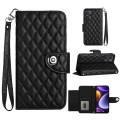 For Xiaomi Poco F5 / Redmi Note 12 Turbo Rhombic Texture Flip Leather Phone Case with Lanyard(Black)