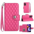 For Xiaomi Poco F5 / Redmi Note 12 Turbo Rhombic Texture Flip Leather Phone Case with Lanyard(Rose R