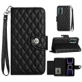 For Xiaomi Poco F5 Pro / Redmi K60 Rhombic Texture Flip Leather Phone Case with Lanyard(Black)