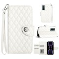 For Xiaomi Poco F5 Pro / Redmi K60 Rhombic Texture Flip Leather Phone Case with Lanyard(White)