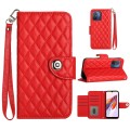 For Xiaomi Redmi 12C / 11A / Poco C55 Rhombic Texture Flip Leather Phone Case with Lanyard(Red)