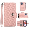 For Xiaomi Redmi 12C / 11A / Poco C55 Rhombic Texture Flip Leather Phone Case with Lanyard(Coral Pin