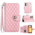 For Xiaomi Redmi 13C 4G Rhombic Texture Flip Leather Phone Case with Lanyard(Pink)