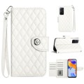 For Xiaomi Redmi Note 11 Pro 5G/4G Global Rhombic Texture Flip Leather Phone Case with Lanyard(White