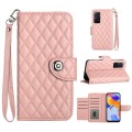 For Xiaomi Redmi Note 11 Pro 5G/4G Global Rhombic Texture Flip Leather Phone Case with Lanyard(Coral
