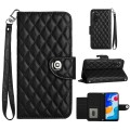 For Xiaomi Redmi Note 11S / Note 11 Global Rhombic Texture Flip Leather Phone Case with Lanyard(Blac