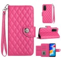 For Xiaomi Redmi Note 11S / Note 11 Global Rhombic Texture Flip Leather Phone Case with Lanyard(Rose