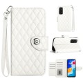 For Xiaomi Redmi Note 11S / Note 11 Global Rhombic Texture Flip Leather Phone Case with Lanyard(Whit
