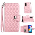 For Xiaomi Redmi Note 11S / Note 11 Global Rhombic Texture Flip Leather Phone Case with Lanyard(Pink