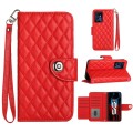 For Xiaomi Redmi Note 12 Pro 5G Rhombic Texture Flip Leather Phone Case with Lanyard(Red)