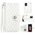 For Xiaomi Redmi Note 12 Pro 5G Rhombic Texture Flip Leather Phone Case with Lanyard(White)