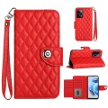 For Xiaomi Redmi Note 12 Pro+ 5G Rhombic Texture Flip Leather Phone Case with Lanyard(Red)