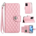 For Xiaomi Redmi Note 12 Pro+ 5G Rhombic Texture Flip Leather Phone Case with Lanyard(Pink)