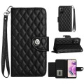 For Xiaomi Redmi Note 12S 4G Rhombic Texture Flip Leather Phone Case with Lanyard(Black)