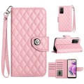 For Xiaomi Redmi Note 12S 4G Rhombic Texture Flip Leather Phone Case with Lanyard(Pink)