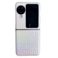 For OPPO Find N3 Flip Pearlescent Paint Gradient Geometric Leather Phone Case(Silver)