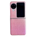For OPPO Find N3 Flip Pearlescent Paint Gradient Geometric Leather Phone Case(Pink)